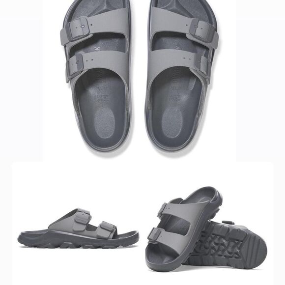 Birkenstock Men\'s Grey and Black Sandals
